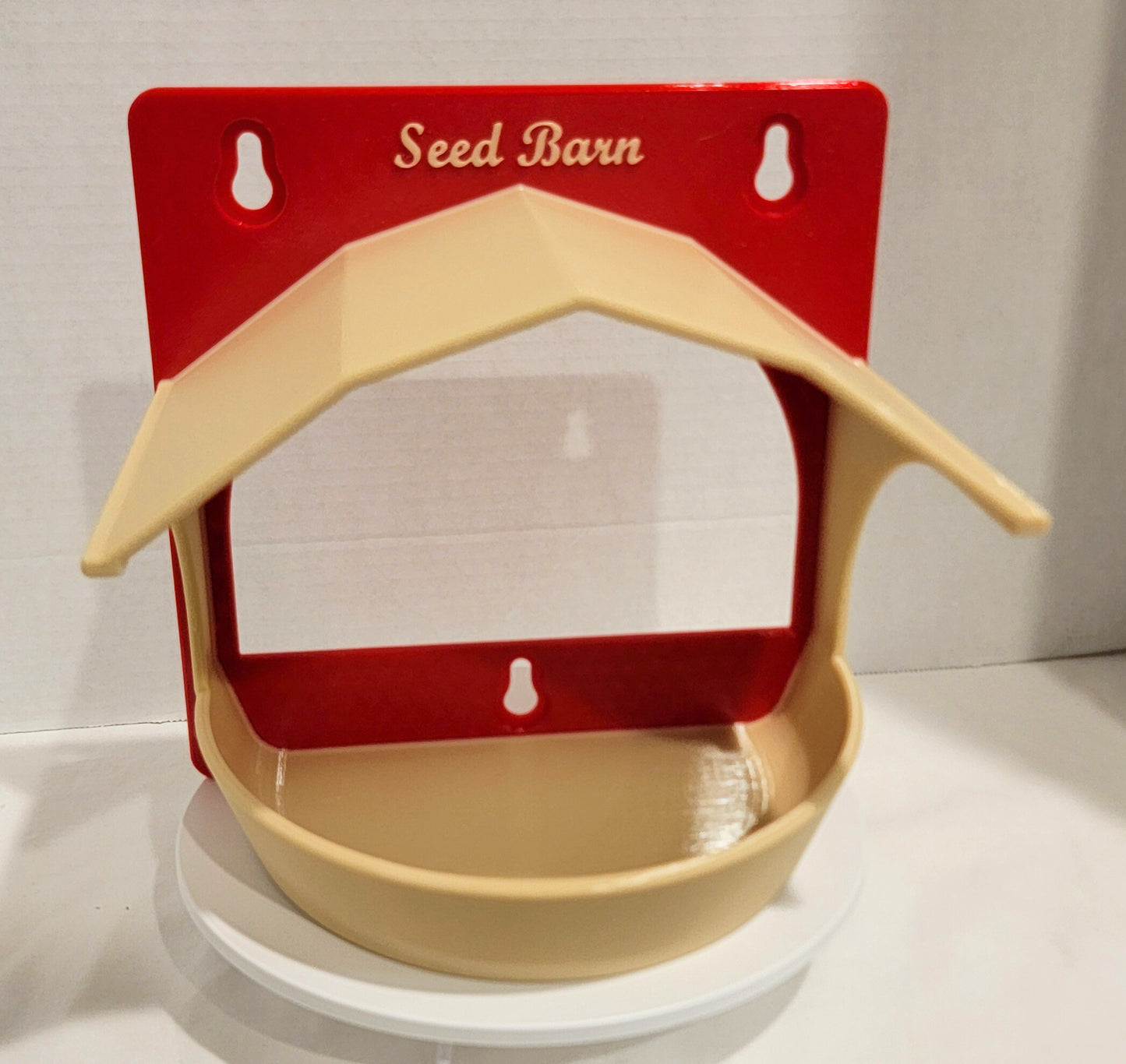 Red & Cream Bird Feeder