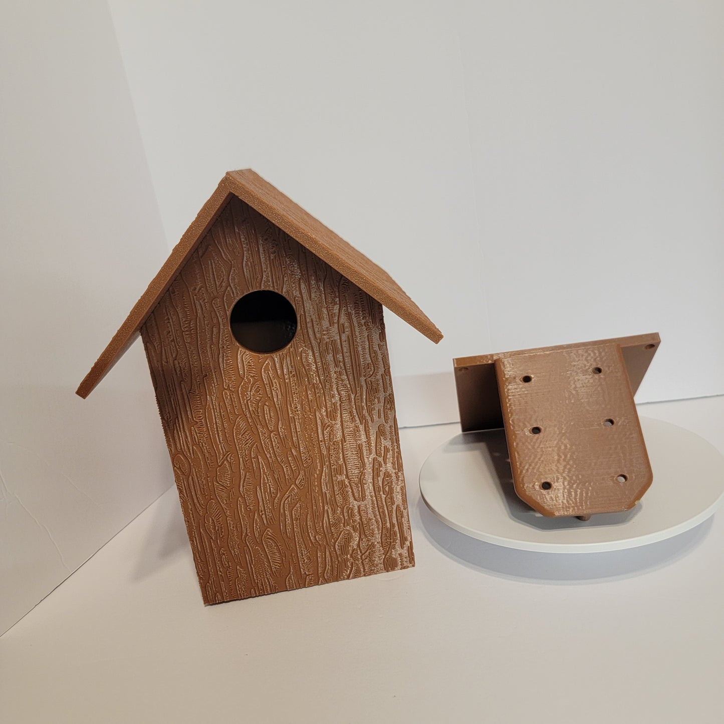 Wood-Grain Post-Mount Bird House