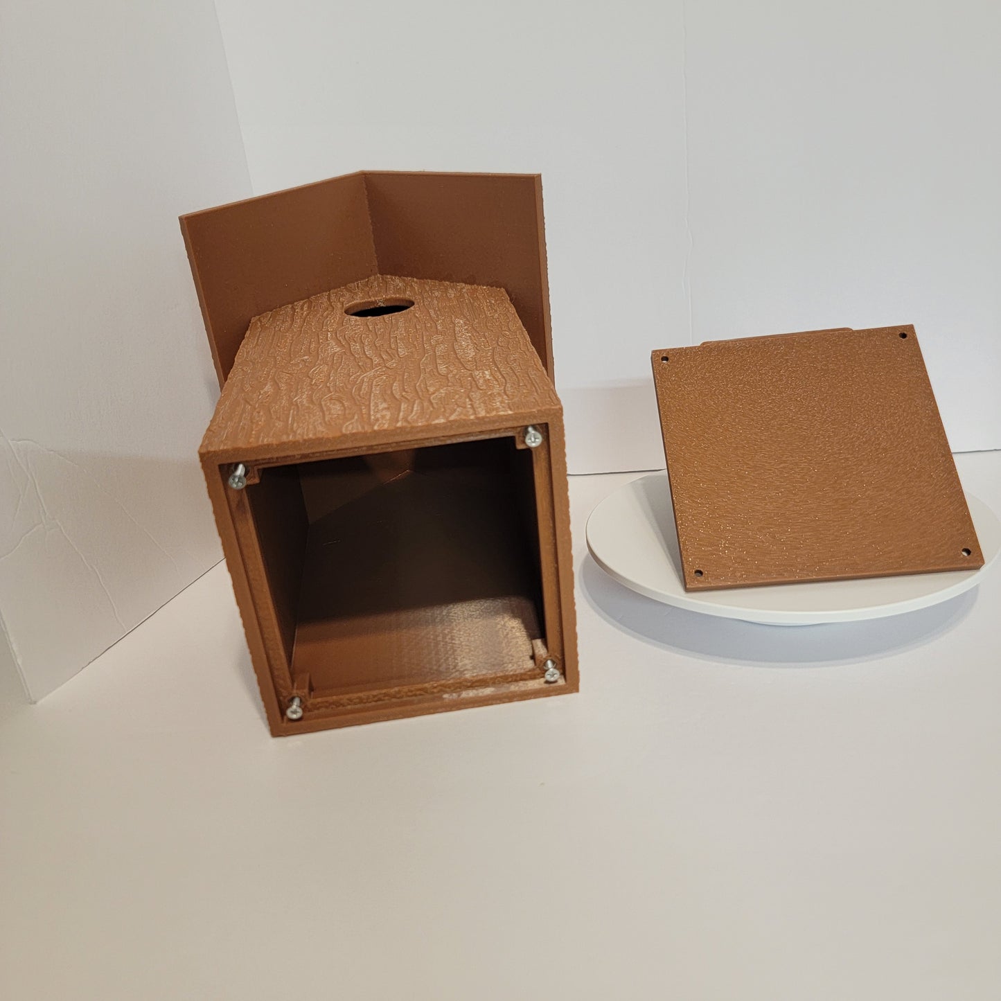 Wood-Grain Post-Mount Bird House